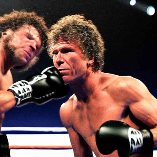 Image similar to ”ESPN photograph of Zack de la Rocha punching Jon Bon Jovi in boxing match, 4k uhd”