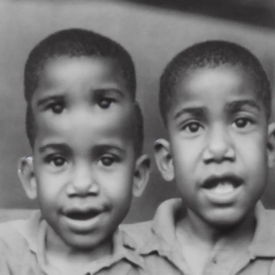 Prompt: single singular character portrait close - up barack obama as a young child