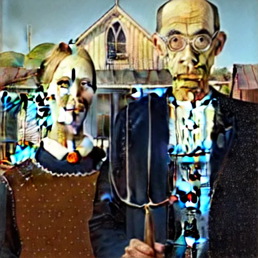 Prompt: american gothic by salvador dali