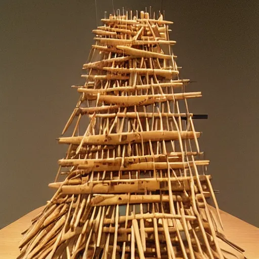 Image similar to “photo of a sculpture made of wooden skewers at the moma”