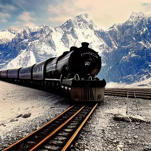 Image similar to Stunning image of The Orient Express navigating The Alps by various artists