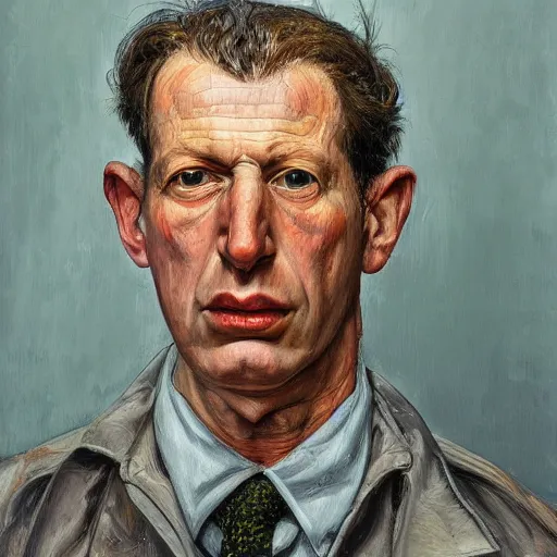Prompt: high quality high detail painting by lucian freud, hd, portrait of cop