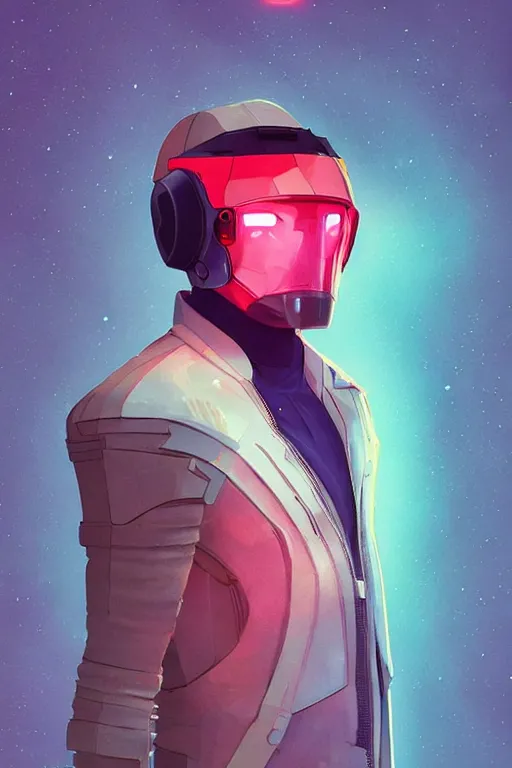 Prompt: full body space dandy, blade runner 2 0 4 9, scorched earth, cassette futurism, modular synthesizer helmet, the grand budapest hotel, glow, digital art, artstation, pop art, by hsiao - ron cheng
