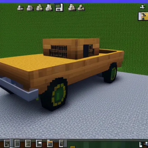 Prompt: Lada car in Minecraft game