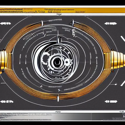 Prompt: beautifully detailed engineering schematic of a fusion Tokamak in the style of edward tufte