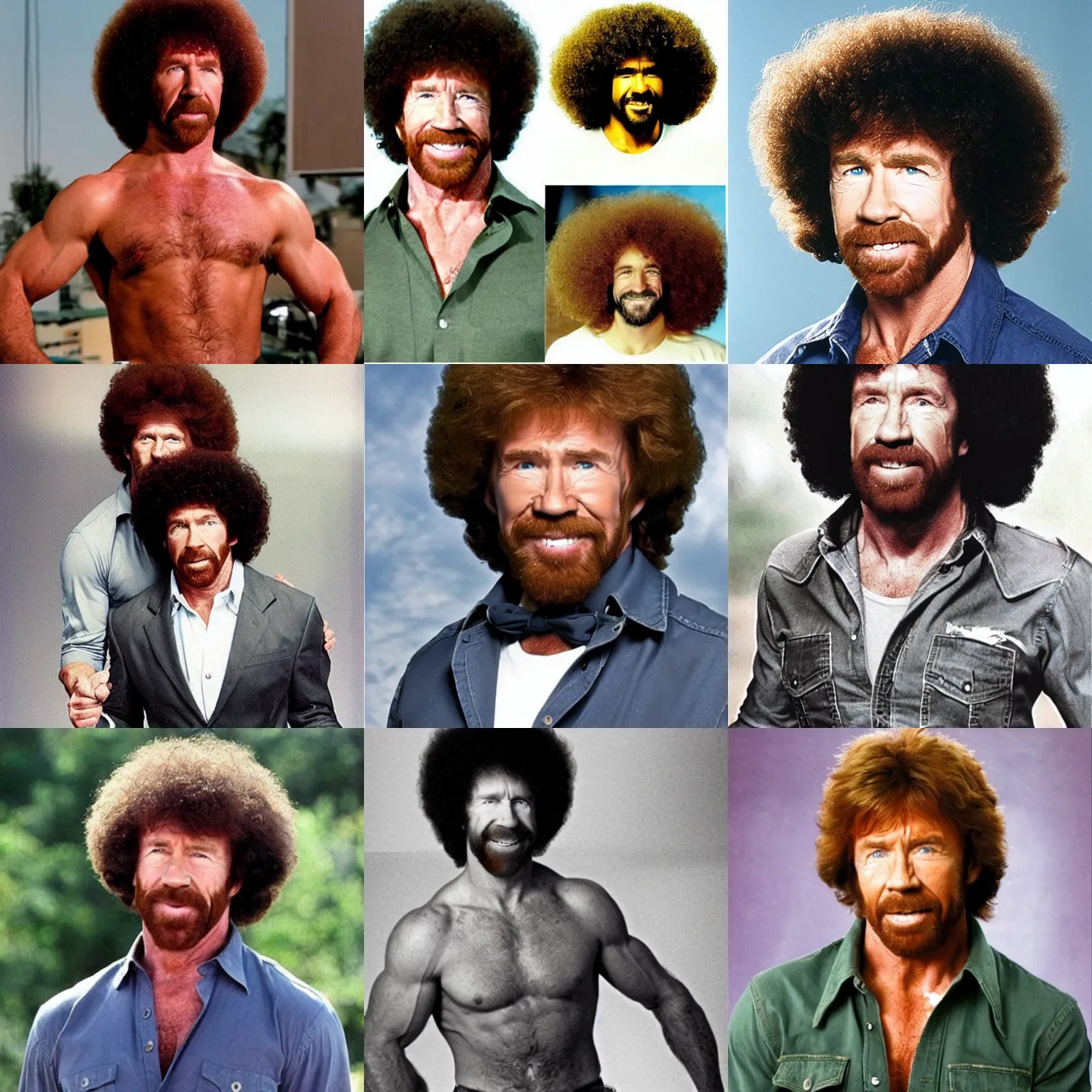 Prompt: chuck norris with a large afro