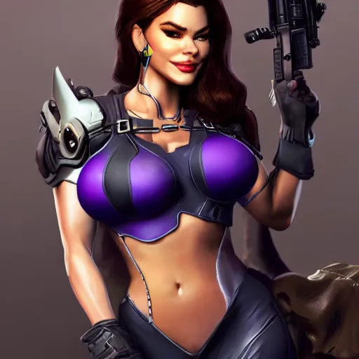 Image similar to sofia vergara as widowmaker, artstation, highly detailed, 4k