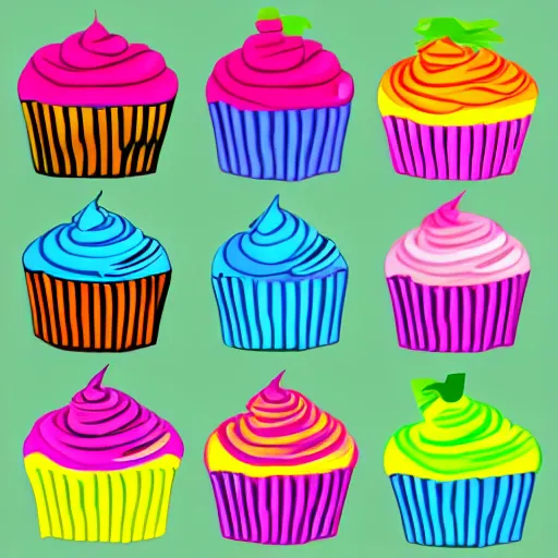 Image similar to colourful cupcake, vector style, no background