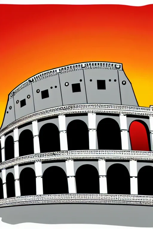 Image similar to minimalist boho style art of colorful colosseum rome at sunset, illustration, vector art