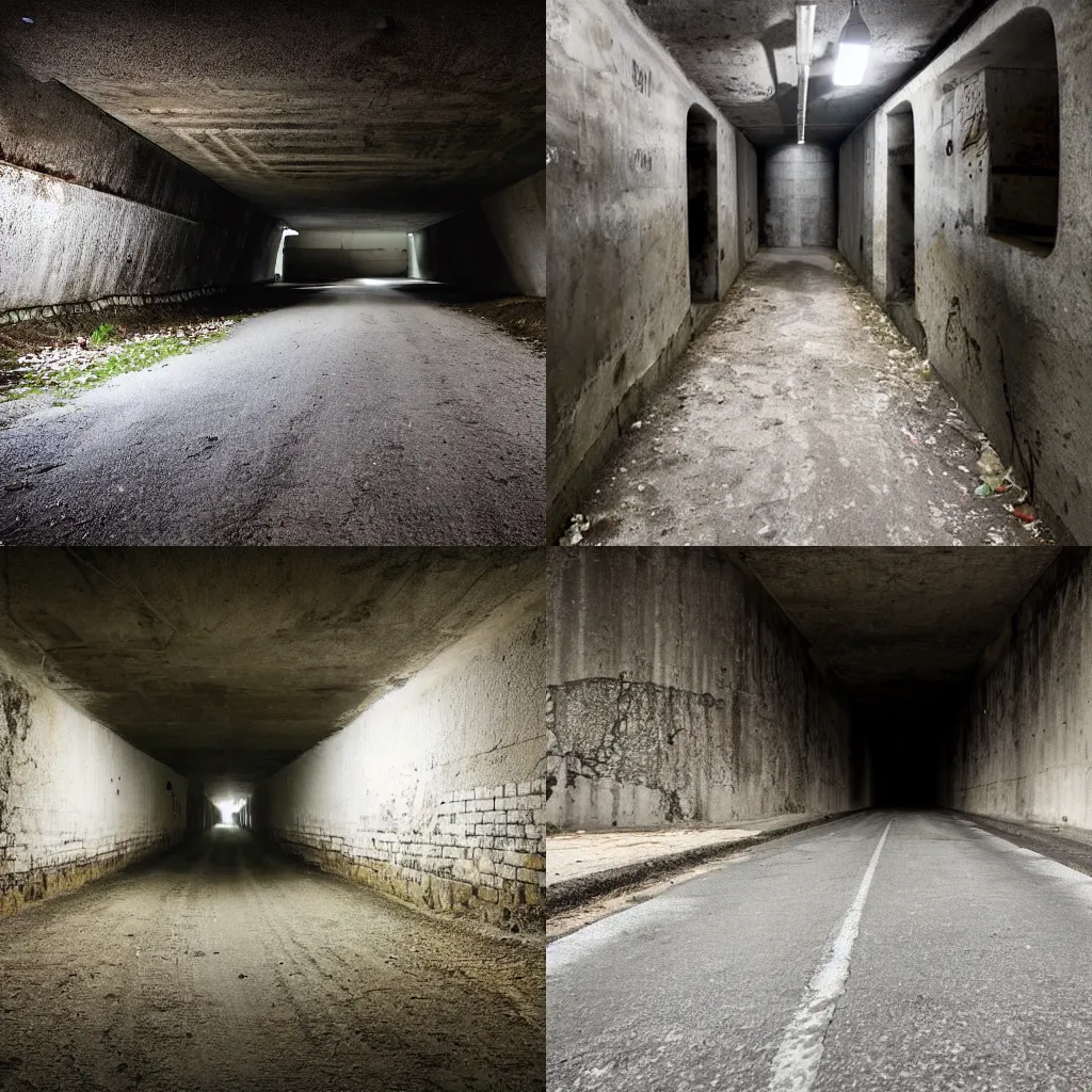 Prompt: a street inside a bunker