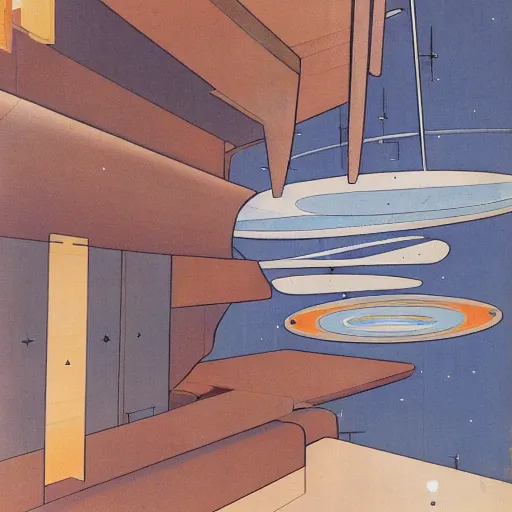 Prompt: Liminal space in outer space by Frank Lloyd Wright