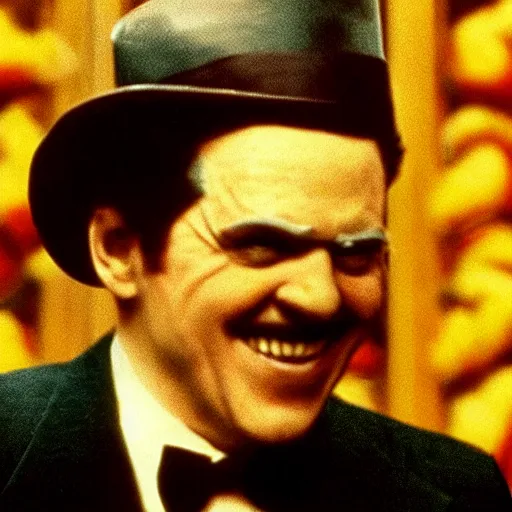 Prompt: A still of Ronald McDonald in The Godfather, cinematic lighting