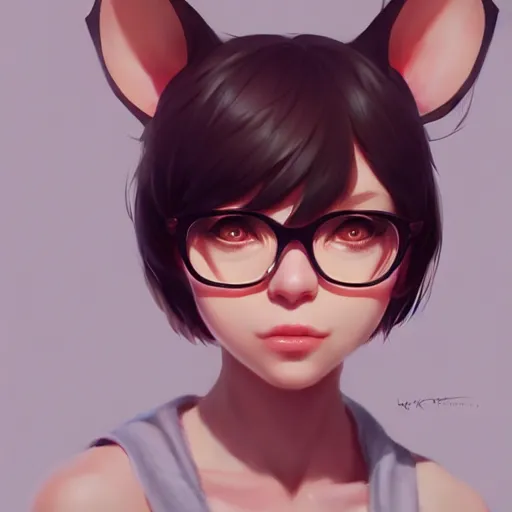 Image similar to character design portrait of an anthropomorphic furry rat girl with rat ears and a tail, 4 k, concept art, by wlop, ilya kuvshinov, artgerm, krenz cushart, pixiv.