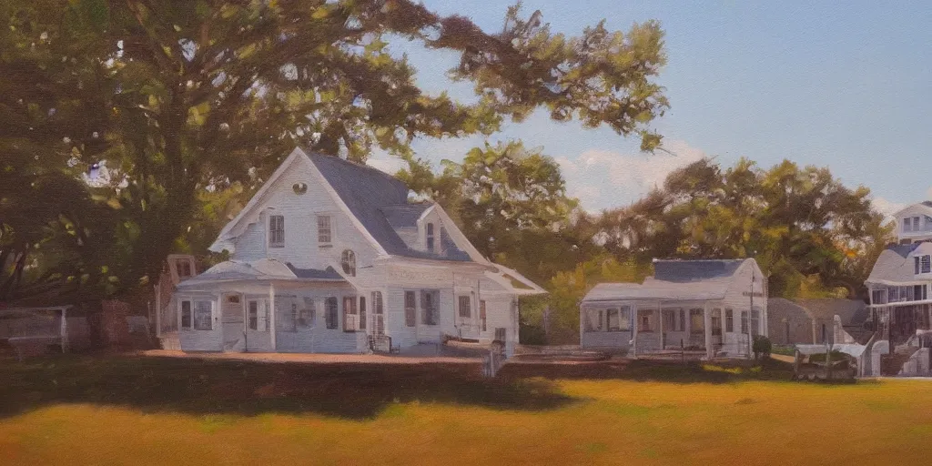 Prompt: South Kingstown Rhode Island, cinematic lighting, detailed oil painting, hyperrealistic, 8k