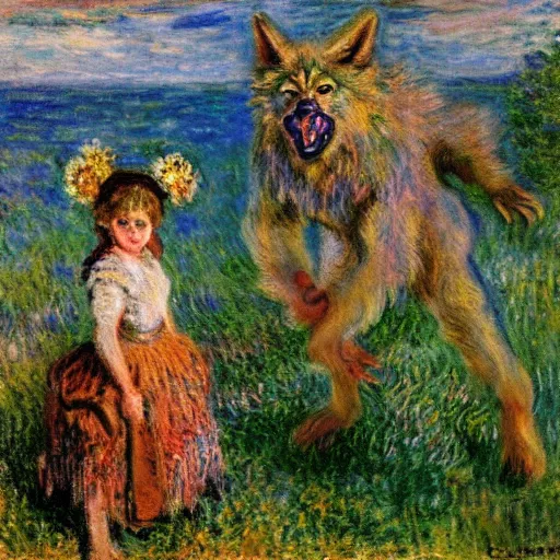 Prompt: midsommar werewolf by claude monet