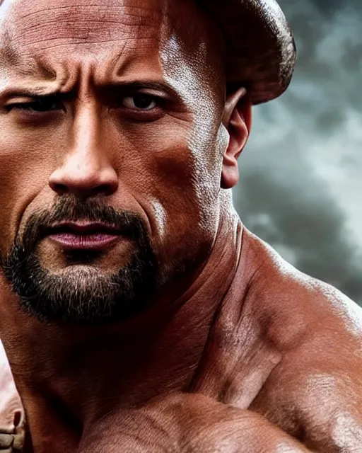 Image similar to film still close up shot of dwayne johnson as maximus from the movie gladiator. photographic, photography