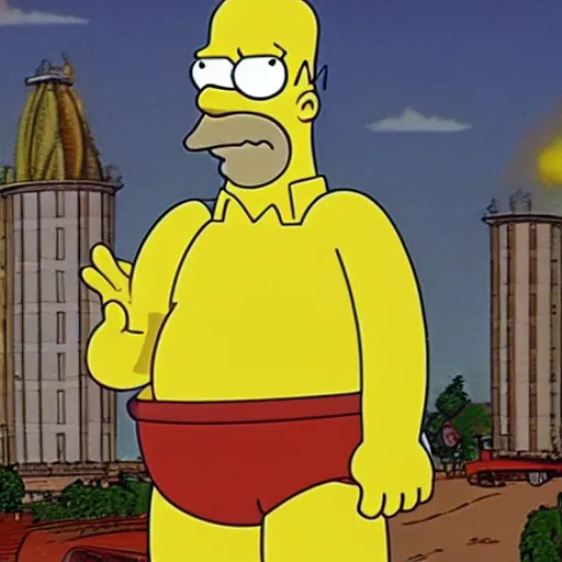 Prompt: a still photo of the real homer simpson