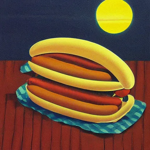 Image similar to beautiful vintage hot dog painting by isami kondo