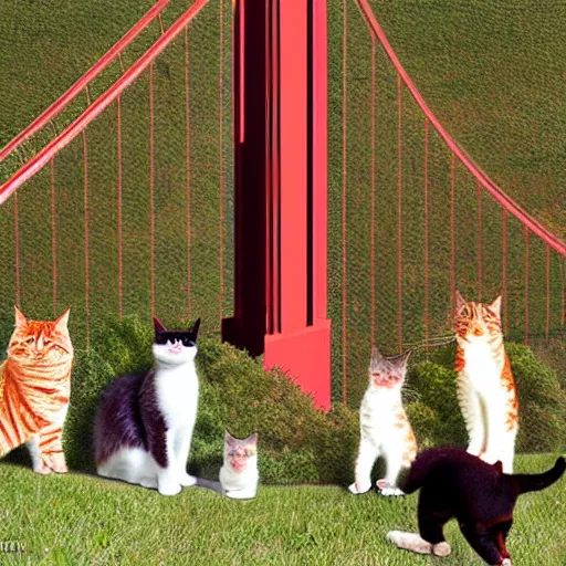 Image similar to A photograph of the Golden Gate Bridge made out of cats