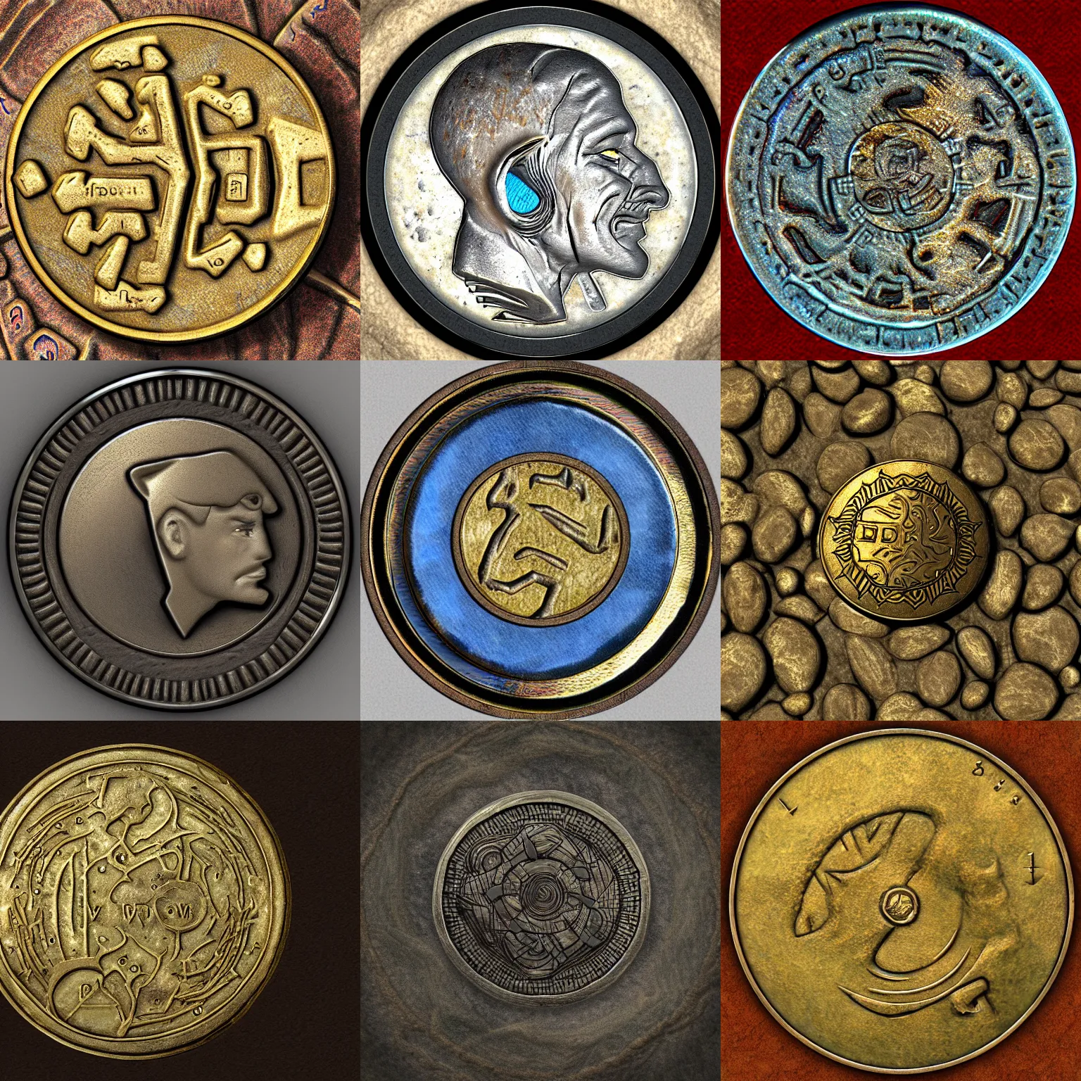 Prompt: a Dwemmer coin from Vvardenfell, ultra realistic, highly detailed, 4k quality photo