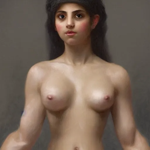Image similar to donald trump as young egyptian girl, full body, white loincloth, symetrical, grey background, intricate, sharp focus, illustration, orientalism, bouguereau, rutkowski, jurgens, rendered in 3 d by xie boli