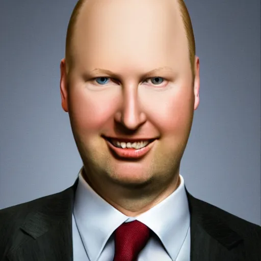 Prompt: corporate head shot of marc andreessen, cone head, caricature