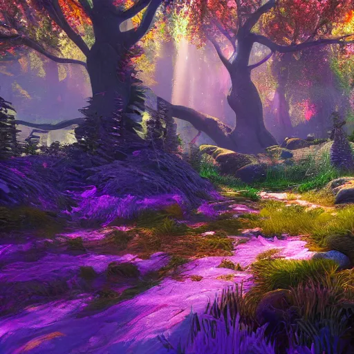 Prompt: unreal engine 5 mystical forest, vibrant colors, digital painting, 4k, hyper realistic