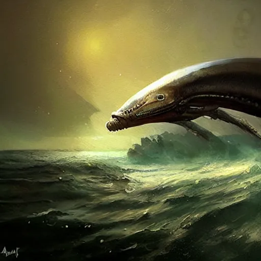 Image similar to aamirart sea creature realistic alien by greg rutkowski