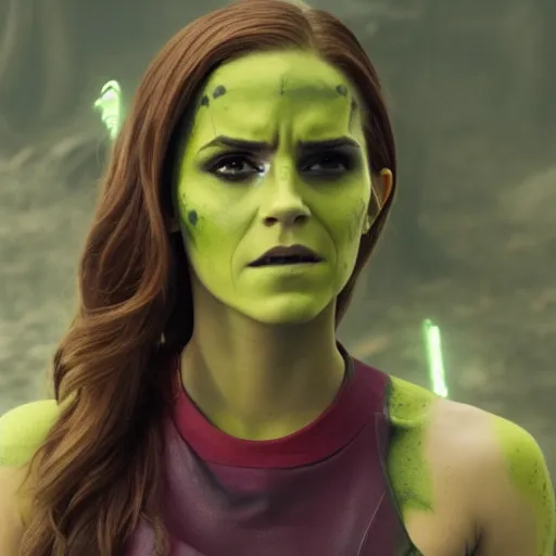 Image similar to Film still of Emma Watson as Gamora, from Guardians of the Galaxy Vol. 2 (2017)