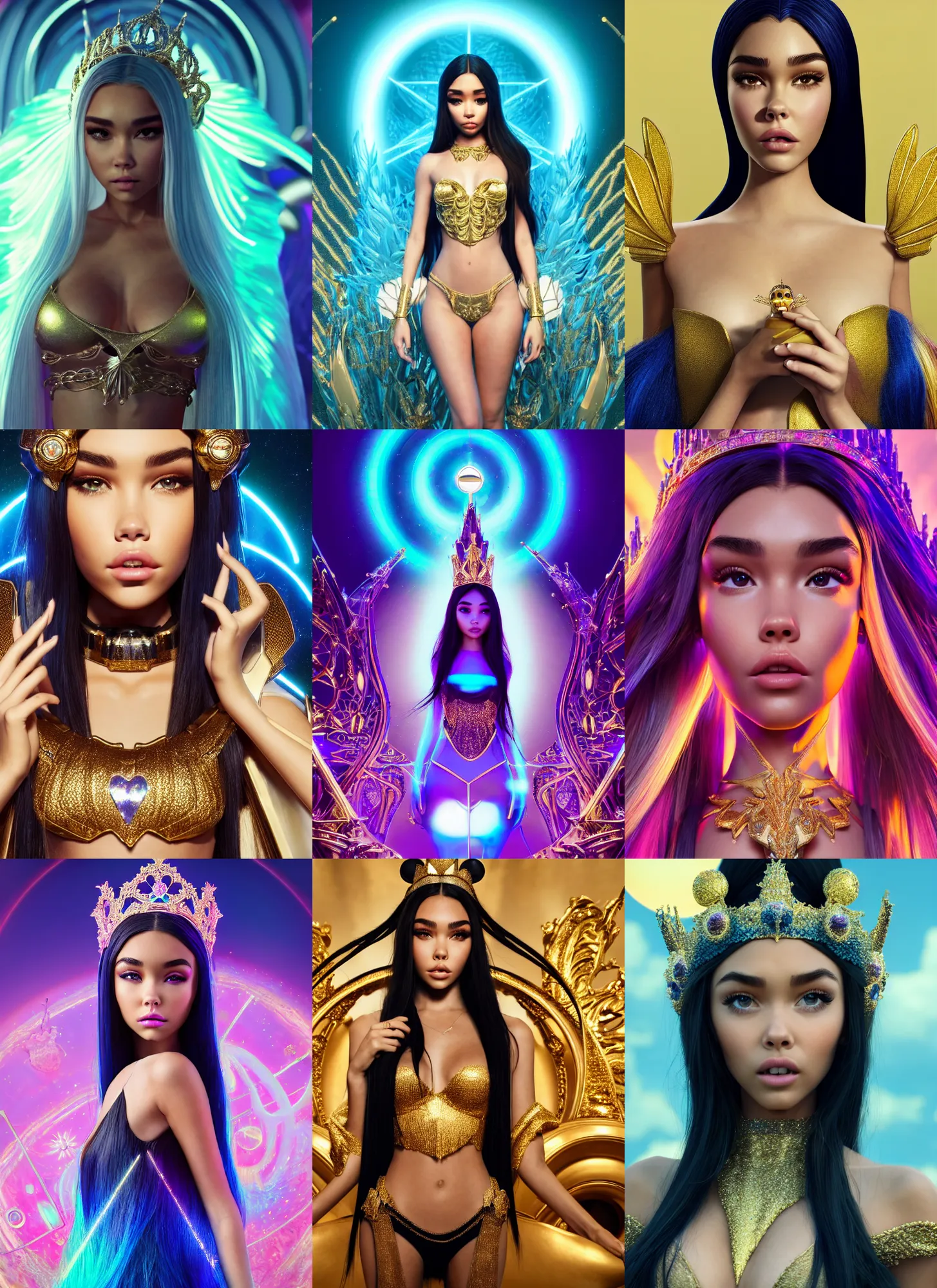 Prompt: madison beer as edm samsung queen | jewelry | glamorous oily soft polished rich alluring ornate modern | weta disney pixar movie still photo | hi - fructose, sci fi fantasy, golden ratio, smooth, octane render, sharp focus, artstation, concept art | beeple, rhads, rutkowski, artgerm, mucha, wlop, loish |