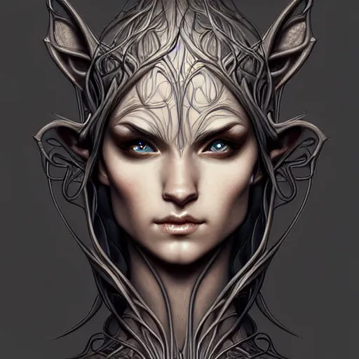 Image similar to digital art, centered head and shoulders of a elven ,intricate, veins, by James Jean and by artgerm , ultradetailed, charachter design, concept art, trending on artstation,