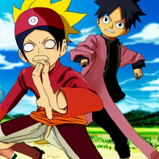 Image similar to boruto fighting luffy