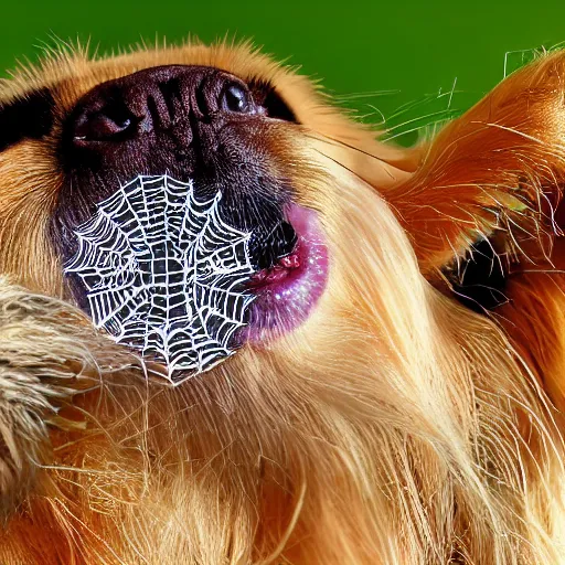 Image similar to spider with the face of a golden retriever