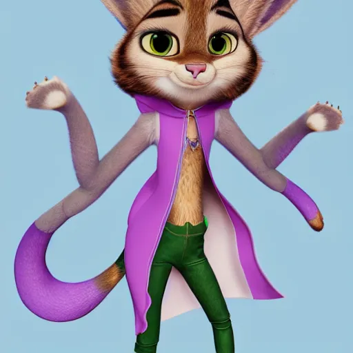 Prompt: princes jasmin, anthropomorphic cat, in the style of zootopia, highly detailed, full body shot