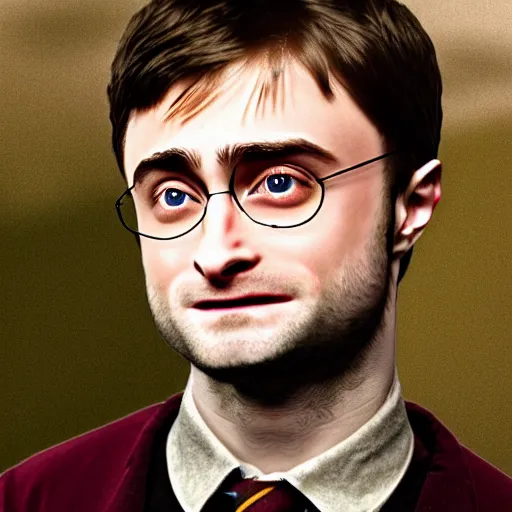 Image similar to hyperrealistic film still of daniel radcliffe crossed with a radish