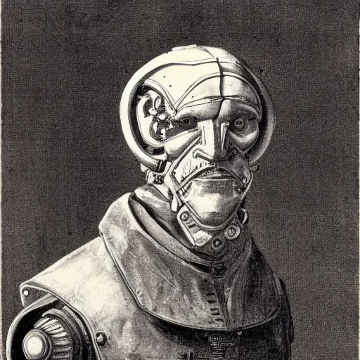 Prompt: old cyborg man from the 17th century-n 9