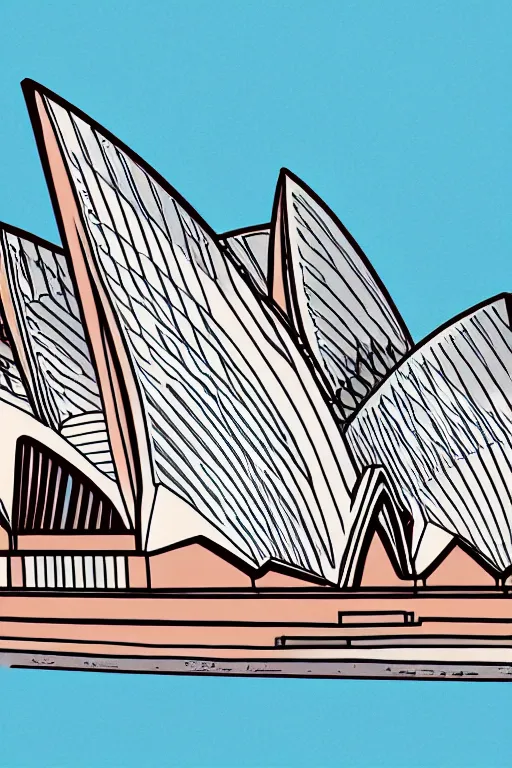 Image similar to sydney opera, illustration, in the style of katinka reinke