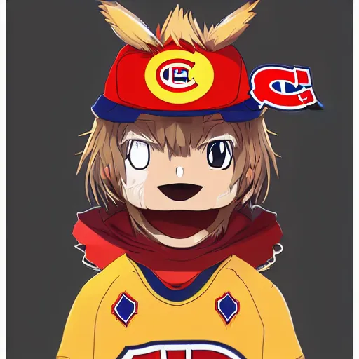 Image similar to anime Portrait of Youppi the Habs Montreal Canadiens Mascot as a very cute powerful and friendly pokemon, highly detailed anime, smooth, sharp focus, dynamic lighting, intricate, trending on ArtStation, illustration pokemon, art by WLOP