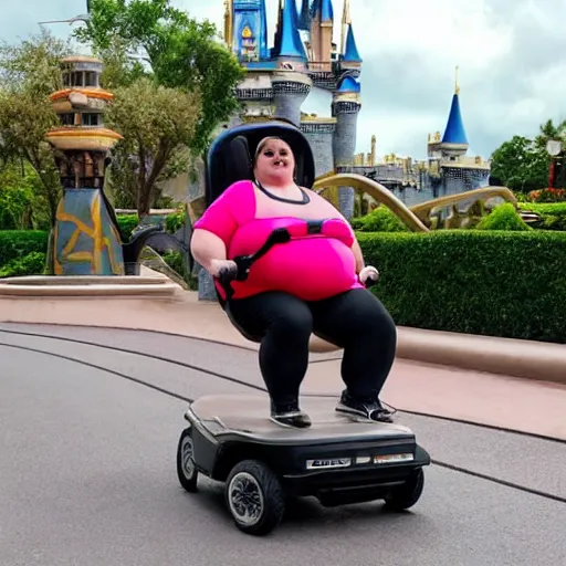 Image similar to a morbidly obese rat!!!!!!!!!!!!!!!!!!!!!!!!!!!!!!!!!!!!!!!!!!!!!! riding a mobility scooter at disneyworld, photo