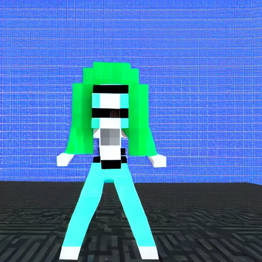 Prompt: Hatsune Miku in minecraft