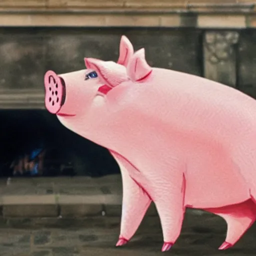 Image similar to Pepe the pig set on the fire british parliament