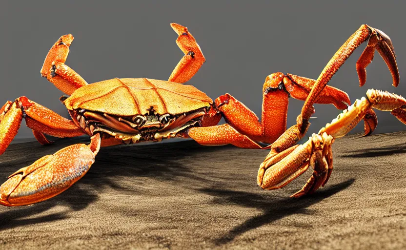 Prompt: giant crab, highly detailed, extremely high quality, hd, 4 k, 8 k, professional photographer, 4 0 mp, lifelike, top - rated, award winning, cinematic, realistic, detailed lighting, detailed shadows, sharp, no blur, edited, corrected, trending