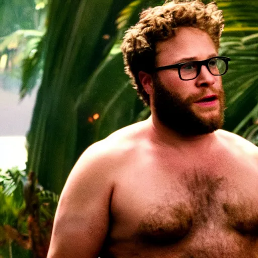 Image similar to Seth Rogen as captain benjamin in apocalypse now, 8k resolution, full HD, cinematic lighting, award winning, anatomically correct