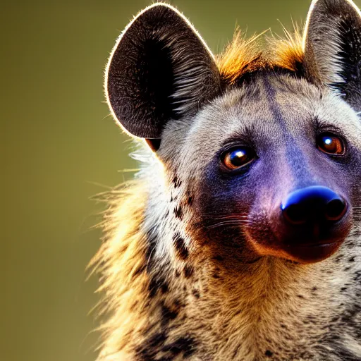 Image similar to High definition professional photograph of a Hyena furry art, furaffinity, beautifully detailed and lights. Highly detailed and pretty face and eyes