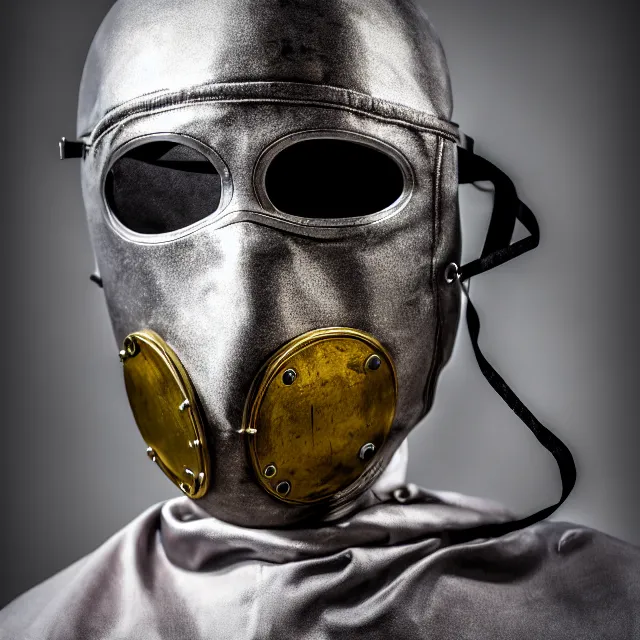 Prompt: in a straitjacket and metal face mask, highly detailed, 8 k, hdr, smooth, sharp focus, high resolution, award - winning photo