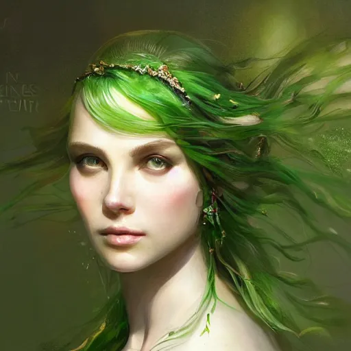 Image similar to Goddess of Spring, green-eyes!!!!!!!!!!, gorgeous portrait, intricate, elegant, volumetric lighting, scenery, digital painting, highly detailed, artstation, sharp focus, illustration, concept art, ruan jia, steve mccurry