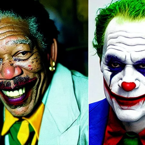 Prompt: morgan freeman as the joker