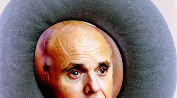 Prompt: Rudy Giuliani in an egg shell photographed by Anne Geddes