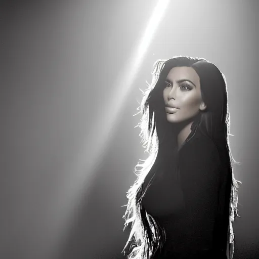 Image similar to kim kardashian in heaven, dramatic lighting, high contrast, sharp, detaled