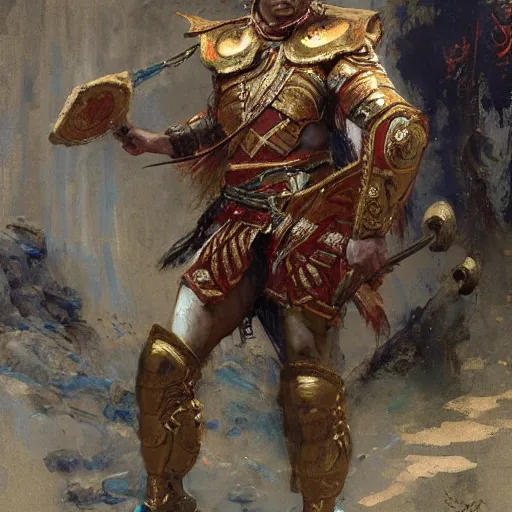 Prompt: a man wearing chinese armor, muscular, painting by Gaston Bussiere, Craig Mullins